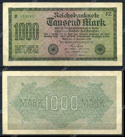 ГЕРМАНИЯ 1922г. P#76e / 1000 МАРОК / XF-AUNC