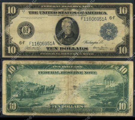 США 1914 г. • P# 360b • 10 долларов • Эндрю Джексон • регулярный выпуск • F- 