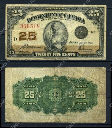 Канада 1923 г. • P# 11b • 25 центов • McCavour-Saunders • регулярный выпуск • F-VF