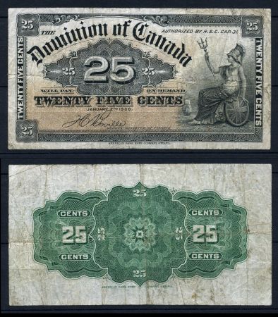 Канада 1900 г. • P# 9b • 25 центов • регулярный выпуск • F-VF