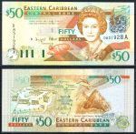 Восточные Карибы • Антигуа 2003 г. • P# 45a • 50 долларов • Елизавета II • форт Бримстон • регулярный выпуск • UNC пресс ( кат. - $120 )