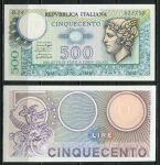 Италия 1976 г. • P# 95 • 500 лир • бог Меркурий • регулярный выпуск • UNC пресс