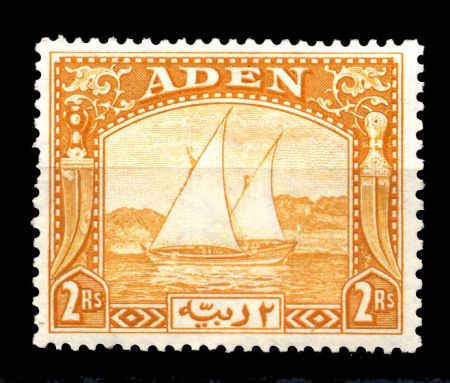 Аден 1937 г. • Gb# 10 • 2 r. • Арабский парусник дау • MH OG XF ( кат.- £100 )