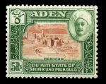 Аден • Куайти 1942 г. • Gb# 11 • 5 r. • основной выпуск • мечети и дворцы • MLH OG VF • ( кат.- £35 )