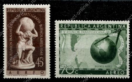 Аргентина 1948-1949 гг. • SC# С65-6 • Панамериканский съезд картографов • авиапочта • полн. серия • MNH OG VF