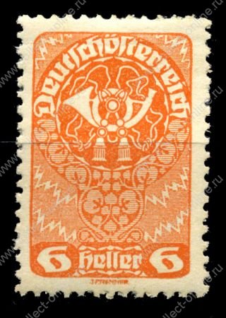 Австрия 1919-1920 г. • Sc# 203 • 6 h. • почтовый рожок • стандарт • MNH OG VF