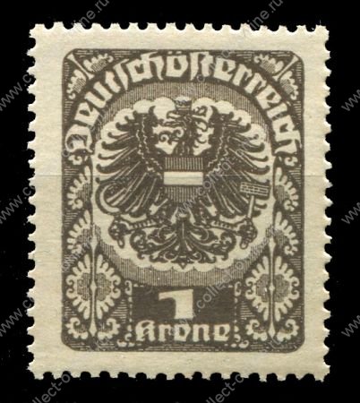 Австрия 1920-1921 г. • MI# 313 • 1 Kr. • государственный герб • стандарт • MNH OG VF