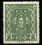 Австрия 1922-1924 гг. • Sc# 291 • 100 Kr. • Символ науки и искусства (перф. 11.5) • стандарт • MNH OG XF