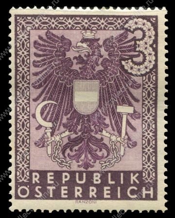 Австрия 1945 г. • SC# 453 • 3 sh. • государственный герб • стандарт • MNH OG VF