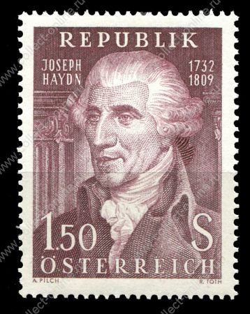 Австрия 1959 г. Sc# 644 • 1.50 s. • Йозеф Гайдн(композитор) • 150 лет со дня смерти • MNH OG VF