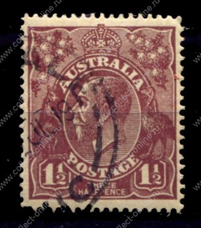 АВСТРАЛИЯ 1918г. GB# 52 / 1 1/2d. ГЕОРГ V / USED F-VF / ФАУНА