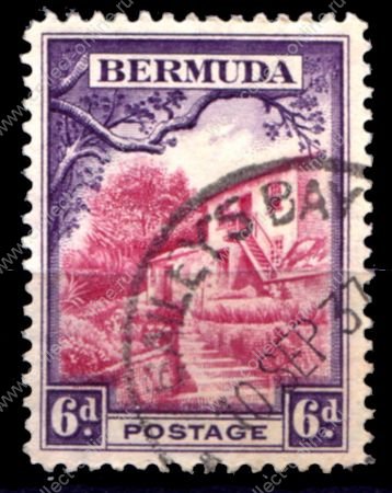Бермуды 1936-1947 гг. • Gb# 104 • 6 d. • Георг V основной выпуск • дом садовника • Used F-VF