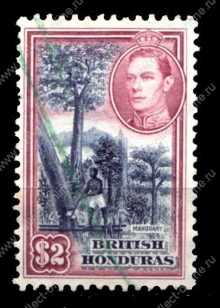 Британский Гондурас 1938-1947 гг. • Gb# 160 • $2 • Георг VI • осн. выпуск • вырубка леса • Used F-VF ( кат. - £45 )