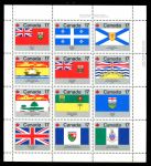 Канада 1979 г. • SC# 832a • 17 c.(12) • Провинции Канады • флаги • блок • MNH OG VF