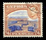 Кипр 1938-51 гг. • Gb# 151(SC# 143) • ¼ pi. • Георг VI основной выпуск • руины дворца Вуни • Used F-VF