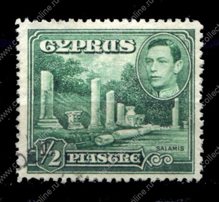 Кипр 1938-51 гг. • Gb# 152 • Ѕ pi. • Георг VI основной выпуск • Мраморный форум Саламина • Used F-VF