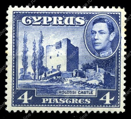 Кипр 1938-1951 гг. • Gb# 156b • 4 pi. • Замок Колосси (г. Лимасол) • MH OG VF ( кат.- £ 4 )
