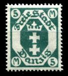 Данциг 1922-1923 гг. • Mi# 124Y • 5 M. • в.з. - цепь (3Y) • герб города • стандарт • MNH OG XF ( кат.- € 1.20 ) 