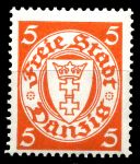 Данциг 1938-1939 гг. • Mi# 290 • 5 pf. • в.з. - 5 (свастика) • герб города • стандарт • MNH OG XF ( кат.- € 4 )