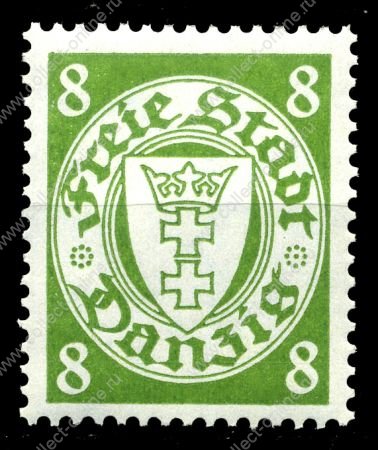 Данциг 1938-1939 гг. • Mi# 291 • 8 pf. • в.з. - 5 (свастика) • герб города • стандарт • MNH OG XF ( кат.- € 22 )