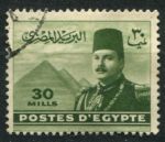 Египет 1947-1951 гг. • SC# 267 • 30 m. • король Фарук(на фоне пирамид) • стандарт • Used F-VF
