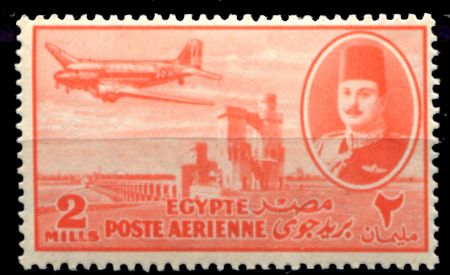 ЕГИПЕТ 1947г. SC# C39 / 2 m. АВИАПОЧТА / MH OG F-VF / АРХИТЕКТУРА АВИАЦИЯ