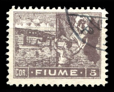 ФИЮМЕ 1919г. SC# 42 / 5 cor. / МАЛЬЧИК С ФЛАГОМ / USED F-VF / КОРАБЛИ