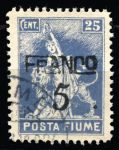 Фиуме 1919-1920 гг. • SC# 59 (Mi# 71 ) • 5 на 25 c. • надпечатка нов. номинала • стандарт • Used F-VF ( кат.- $2.50 )