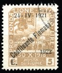 Фиуме 1922 г. • Mi# 153 • 5 L. на 5 C. • надпечатка "Costituente Fiumana 1922" на м. 1919 г. • Used F-VF ( кат. - €2 )