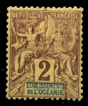 Французская Океания 1892 г. • Iv# 2 • 2 c. • Мир и торговля • стандарт • MH OG VF