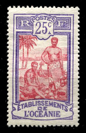 ФР. ПОЛИНЕЗИЯ 1913-30гг. SC# 34 / 25c. / РАБОЧИЕ-КАНАКА / MH OG VF