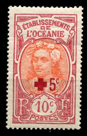 Французская Океания 1915-1916 гг. • Iv# 42 • 10+5 c. • для Красного Креста • надпечатка • MH OG VF ( кат. - €8- )