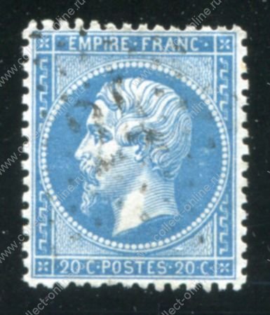 Франция 1862-1871 гг. • Sc# 26(Mi# 21a) • 20 c. • Император Наполеон III • стандарт • Used F-VF
