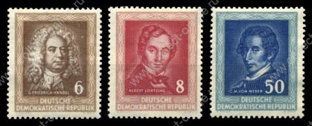 ГДР 1952 г. • Mi# 308-10 • 6 - 50 pf. • Немецкие композиторы • полн. серия • MNH OG VF