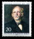 Западный Берлин 1970 г. • Mi# 353 • 20 pf. • Теодор Фонтане (150 лет со дня рождения) • MNH OG XF