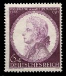 Германия 3-й рейх 1941 г. • Mi# 810 • 6 + 4 pf. • Вольфганг Амадей Моцарт (150 лет со дня смерти) • MNH OG XF