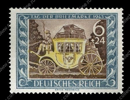 Германия 3-й рейх 1943 г. • Mi# 828 (SC# B215 ) • 6 + 24 pf. • День почтовой марки • благотворительный выпуск • MNH OG VF