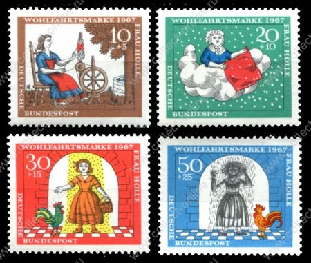 ФРГ 1967г. SC# B426-9(MI# 538-41) / Сказки братьев Гримм / MNH OG VF / Искусство