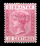 Гибралтар 1889-1895 г. • Gb# 23 • 10 c. • королева Виктория • стандарт • MH OG VF ( кат. - £5 )