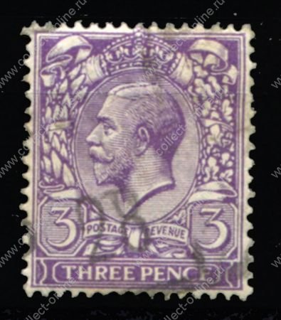 Великобритания 1924-1926 гг. • Gb# 423 • Георг V • 3 d. • стандарт • Used F-VF ( кат.- £2.50 ) 