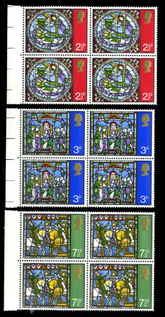 ВЕЛИКОБРИТАНИЯ 1971г. GB# 894-6 / РОЖДЕСТВО / MNH OG VF / ЖИВОПИСЬ РЕЛИГИЯ / кв. блоки