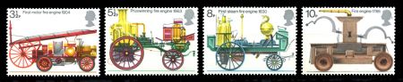 ВЕЛИКОБРИТАНИЯ 1974г. GB# 950-3 / ПОЖАРНАЯ ТЕХНИКА / MNH OG VF / ТРАНСПОРТ