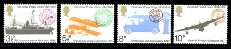 ВЕЛИКОБРИТАНИЯ 1974г. GB# 954-7 / UPU / MNH OG VF / ТРАНСПОРТ АВИАЦИЯ