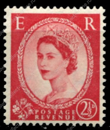 Великобритания 1952-1954 гг. • Gb# 519 • 2½ d. • Елизавета II • стандарт • MNH OG VF