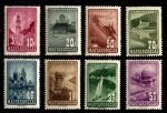 ВЕНГРИЯ 1947г. SC# C47-52 / АВИАПОЧТА / MNH OG VF / АРХИТЕКТУРА АВИАЦИЯ ПАРУСА