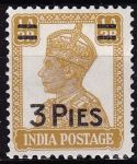 Индия 1946 г. • GB# 282 • 3 p. на 1a.3p. • надпечатка нов. номинала • стандарт • MNH OG VF