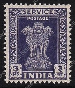 Индия 1950-1951 гг. • GB# O151 • 3 p. • Львиная капитель Ашоки • официальный выпуск • MNH OG VF