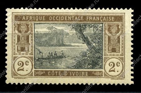 Кот-д'Ивуар 1913-1935 гг. • Iv# 42 • 2 c. • осн. выпуск • лодка на реке • MH OG VF