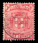 ЯМАЙКА 1906г. SC# 59 / 1 d. ГЕРБ СТРАНЫ / USED F-VF / ФАУНА