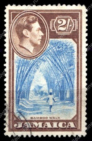 Ямайка 1938-1952 гг. • Gb# 131 • 2 sh. • Георг VI • основной выпуск • аллея • Used F-VF